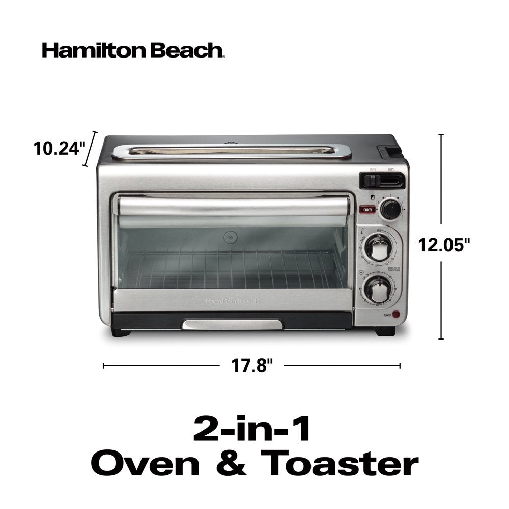 2-In-1 Countertop Oven and Long Slot Toaster, Stainless Steel, 60 Minute Timer and Automatic Shut off , 31156