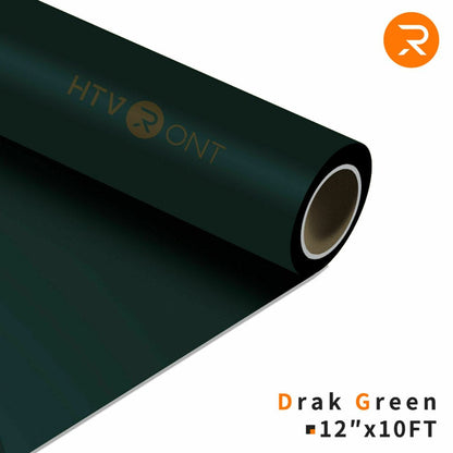 Dark Green Heat Transfer Vinyl Rolls-12" X 10FT Dark Green Iron on Vinyl for Shirts,Dark Green Iron on for Cricut&All Cutter Machine-Easy to Cut&Weed for Craft Heat Vinyl Design（Dark Green）