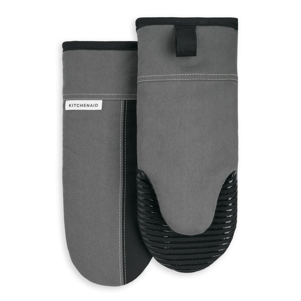 Beacon Oven Mitt Set, Contour Silver/Onyx Black, 5.75"X13", Set of 2