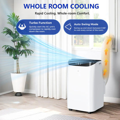 12000 BTU Portable Air Conditioner Cools up to 500 Sq. Ft, 3-In-1 AC, Dehumidifier, Fan
