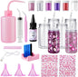 6 Pack Valentine'S Day DIY Snow Globe Tumbler Supplies Kits 16Oz Pre Drilled Double Wall Can Glitter Squeeze Bottle UV Resin Flashlight Pink Red Powder Stickers Valentine Making Tools for Starters