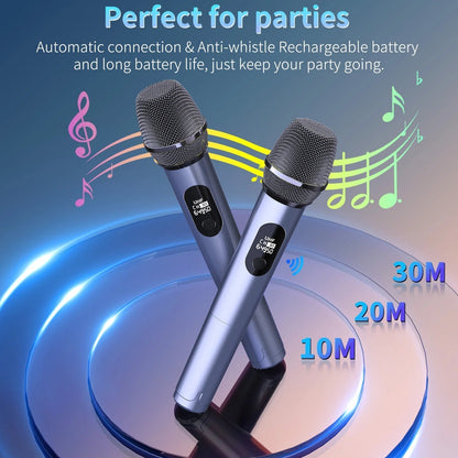 Party Speaker, Portable Bluetooth Speaker with 2 Microphone, Stereo Bass Speaker for Christmas Party