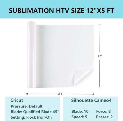 HTVRONT Sublimation HTV for Dark Fabric/Light Fabric - Matte Sublimation Vinyl 12" X 5FT - Sublimation Blanks for Sublimation Shirts/Bag/Hat/Pillow
