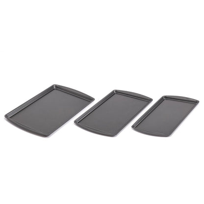 3PC Nonstick Cookie Set, 11.2" X 17.2", 10.2" X 15.2", 9.2" X 13.2", Gray