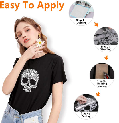 Reflective Heat Transfer Vinyl HTV Roll: 12"X10' Silver Iron on Vinyl Roll for T-Shirt (Light Grey)