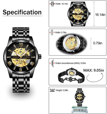 Watches for Man Automatic Mechanical Watches Self Winding Man Watch with Stainless Steel Strap Business Watches Gift for Men