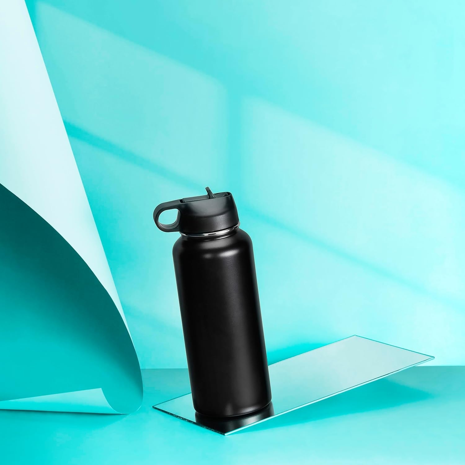 Makerflo 32 Oz Black Hydro Powder Coated Tumbler - 1 Pack Sipper Water Bottle | Craft-Ready for DIY Gifts & Personalization (Laser Engravable, UV DTF, Epoxy, Vinyl) - Not for Sublimation and DTF