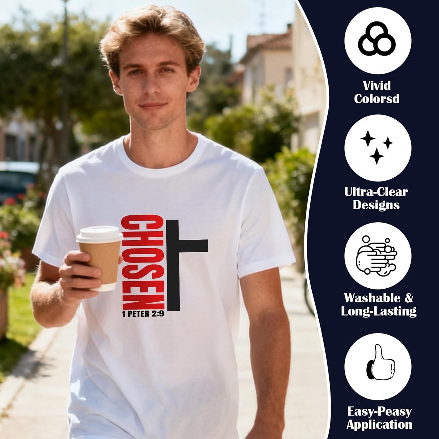Dazoratix Christian Iron on Transfers - 20 Sheets Jesus Bible Verse DTF Ready to Press Heat Patches Religious Faith Vinyl Stickers Decals for Men T Shirts Clothes Pillow Bag Hat Appliques DIY Crafts