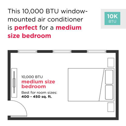 10,000 BTU Window Room Air Conditioner up to 450 Sq Ft, White