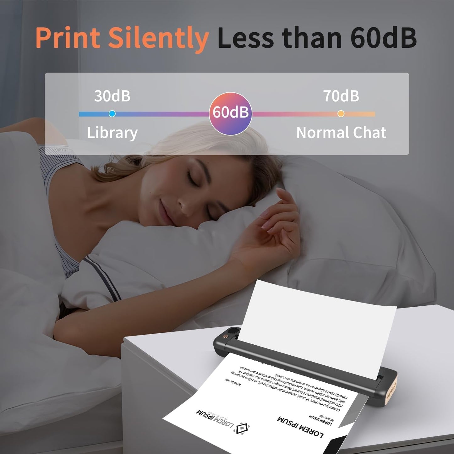 Rongta Portable Printer, Bluetooth Inkless Thermal Printer Wireless for Travel, Compatible with Android Ios Phone & Laptop, Supports 8.5" X 11" US Letter for Office, Home, Car, F81 (Gray)