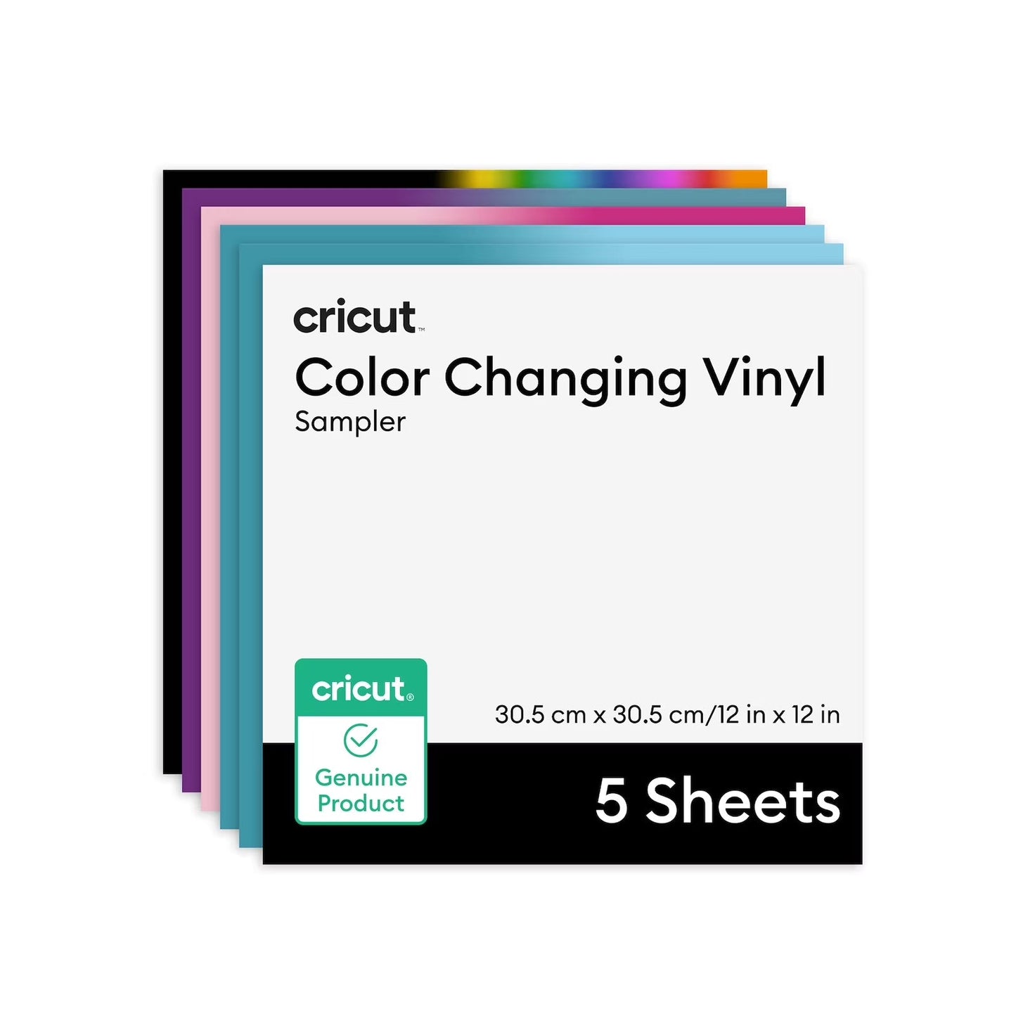 Cricut Temperature-Activated, Color-Changing Vinyl Permanent, Rainbow Sampler - 12 in X 12 in Sheets(5 Ct)