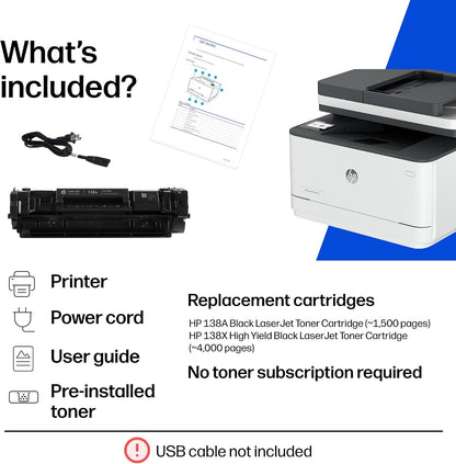 HP Laserjet Pro MFP 3101Sdw Wireless Black and White All-In-One Laser Printer, Office Printer, Duplex, Best-For-Small Teams (9D2X4F)