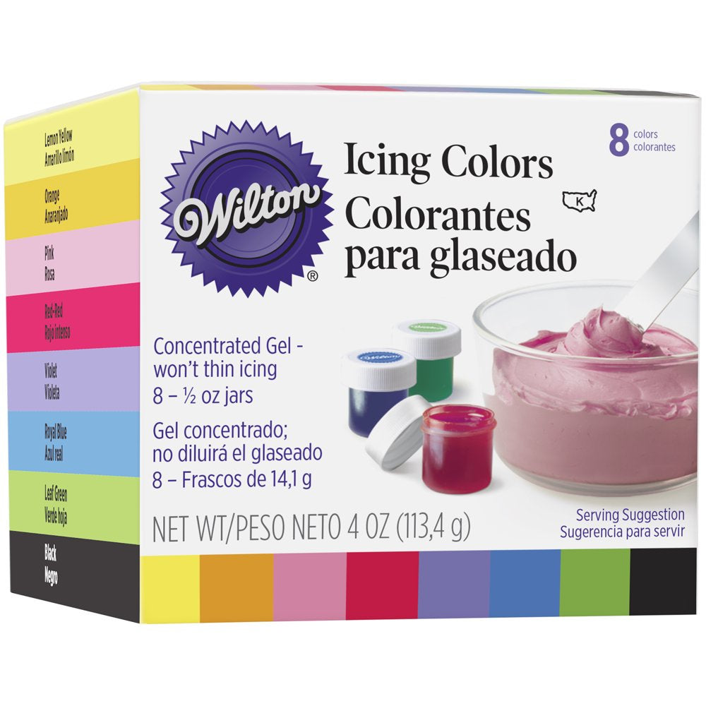 8-Piece Gel Food Coloring Set, 4 Oz. (Purple, Blue, Green, Black, Yellow, Orange, Pink, Red)