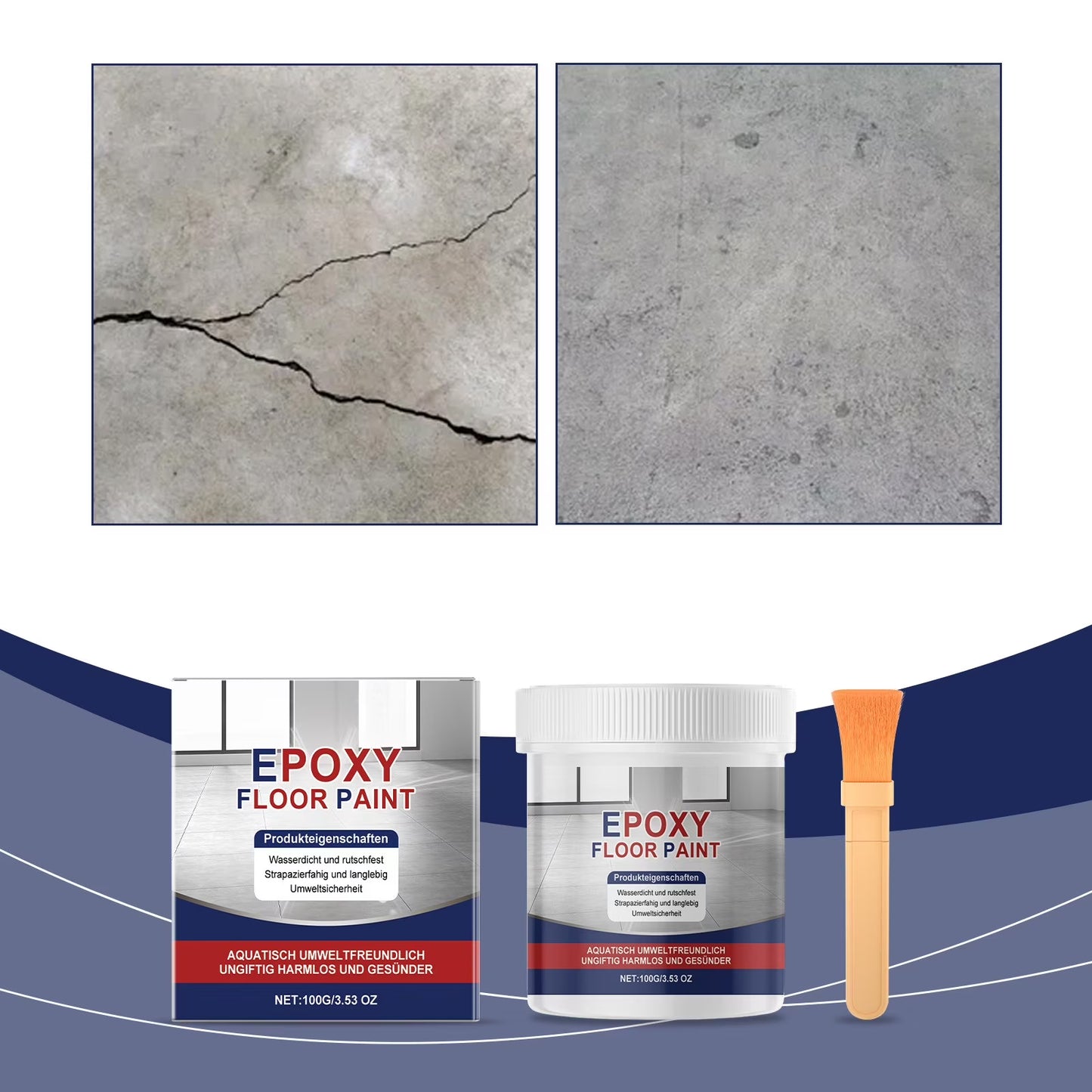 High-Gloss Marble Effect Epoxy Floor Coating,Epoxy Floor Paint for Garage,Self-Leveling Concrete Floor Paint, Quick-Dry Non-Slip Wear-Resistant Basement Waterproof Water-Based Paint