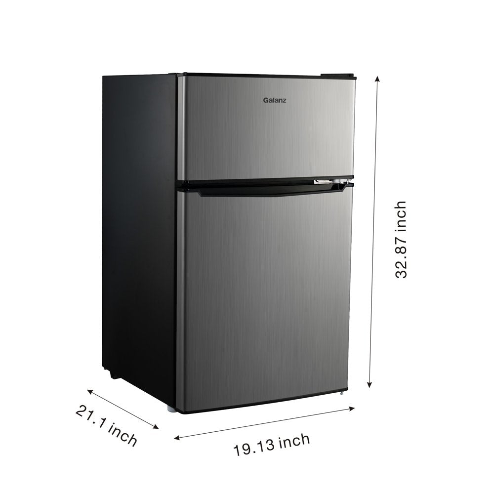 3.1 Cu Ft Two Door Mini Fridge with Freezer Estar GL31S5E, Stainless