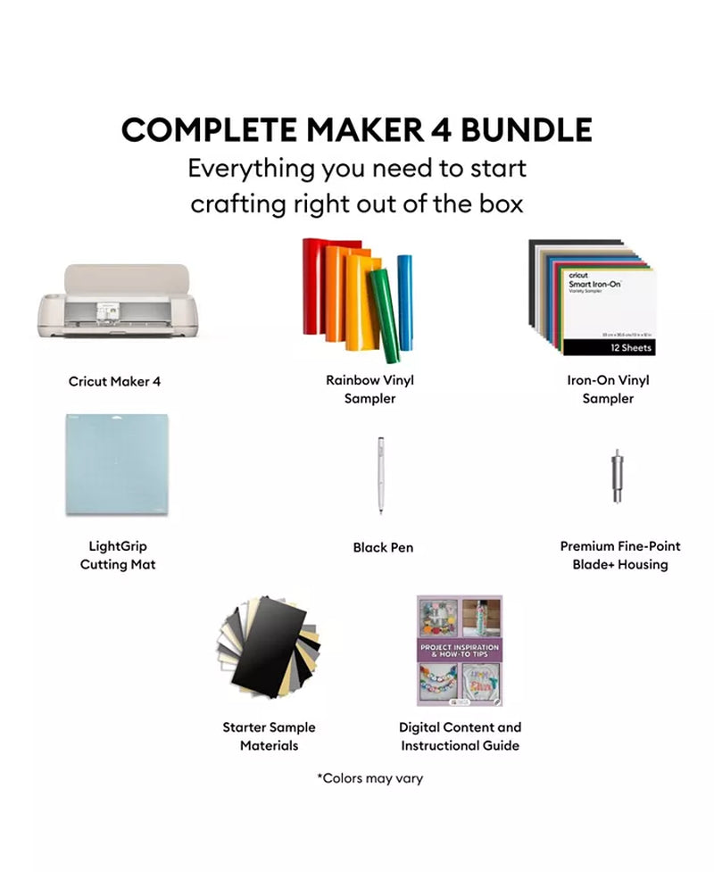 Maker 4 Cutting Machine with Vinyl and Iron-On Sheets Bundle