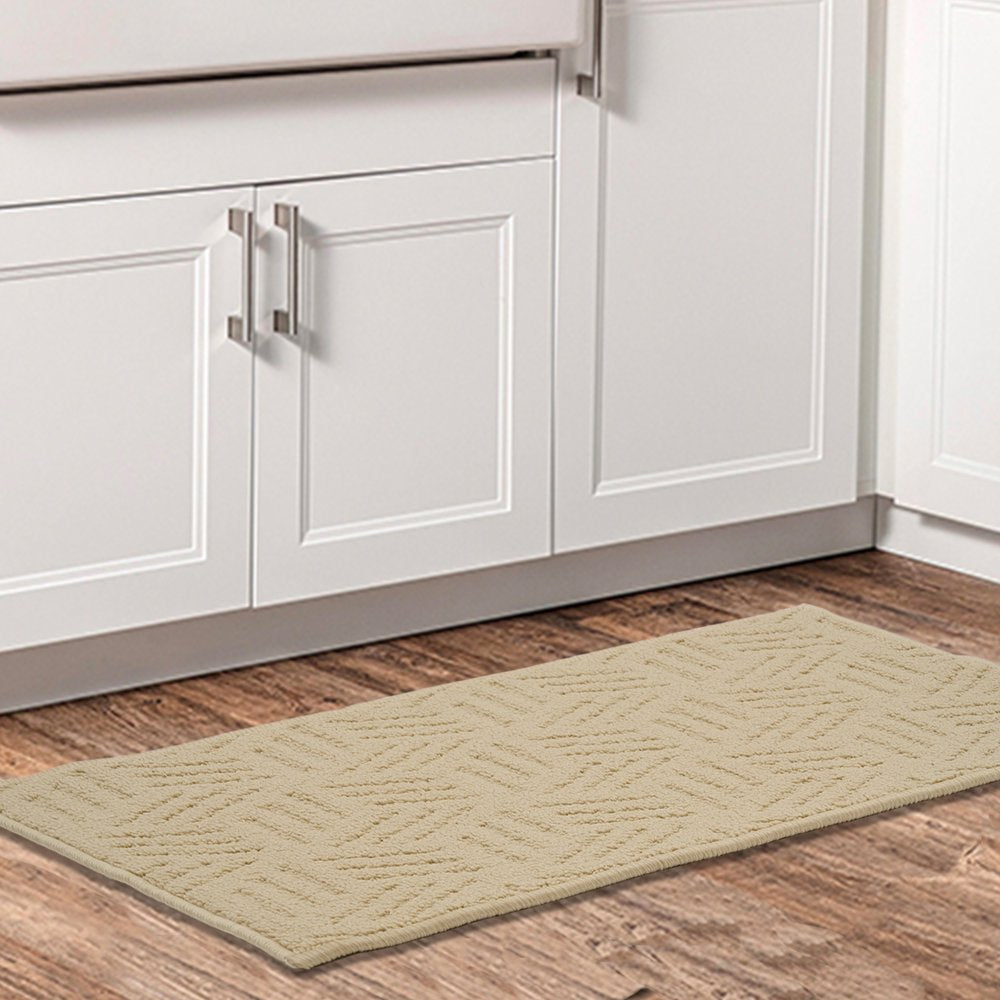 Solid High Low Loop Kitchen Mat 18In X 27In Papyrus Beige