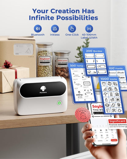Phomemo Label Printer, Bluetooth M421 4 X 6 Shipping Label Printer, Thermal Portable Printers for Shipping, Warehouse, Barcode, Address,Compatible with Phone & PC
