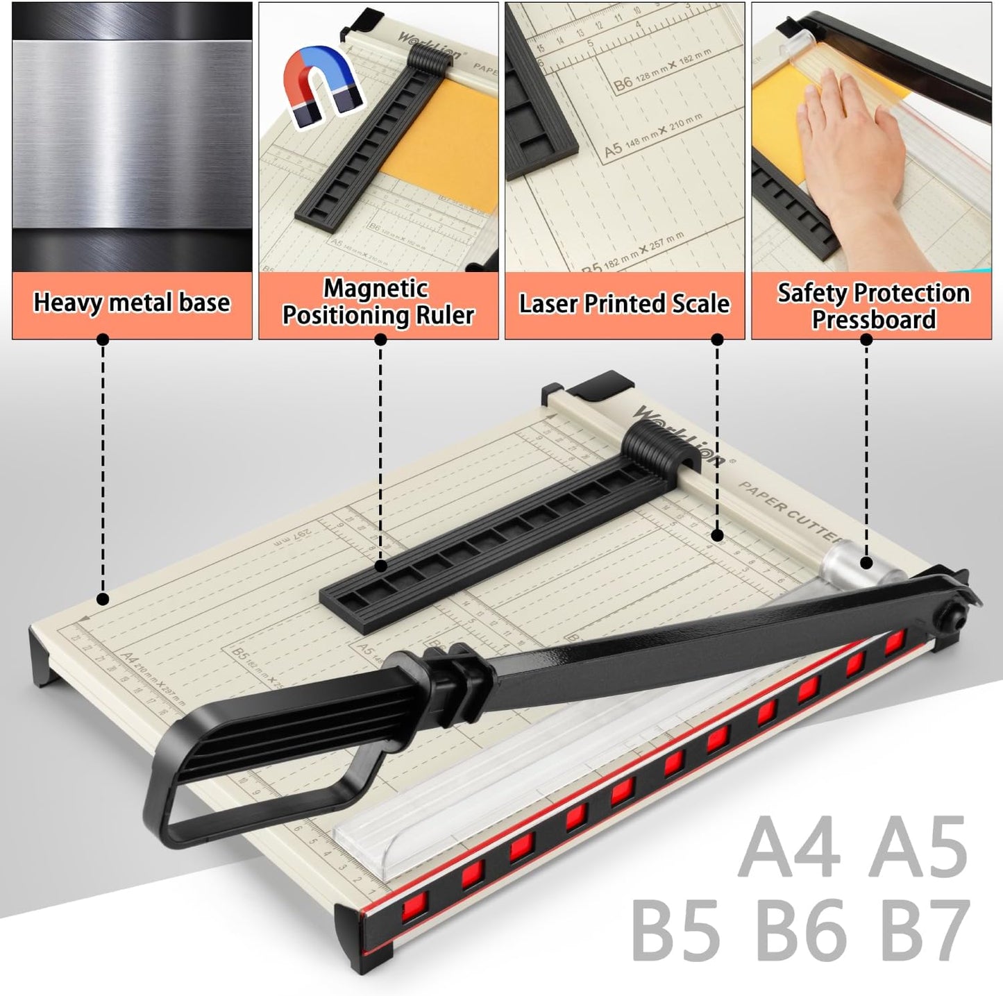 Heavy Duty Guillotine Paper Cutter 12 Inch with Safety Guard | 15-Sheet Capacity Paper Trimmer , Precision Guillotine Cutter for Cutting Paper, Card,Photos,Vinyl and More with Ease.
