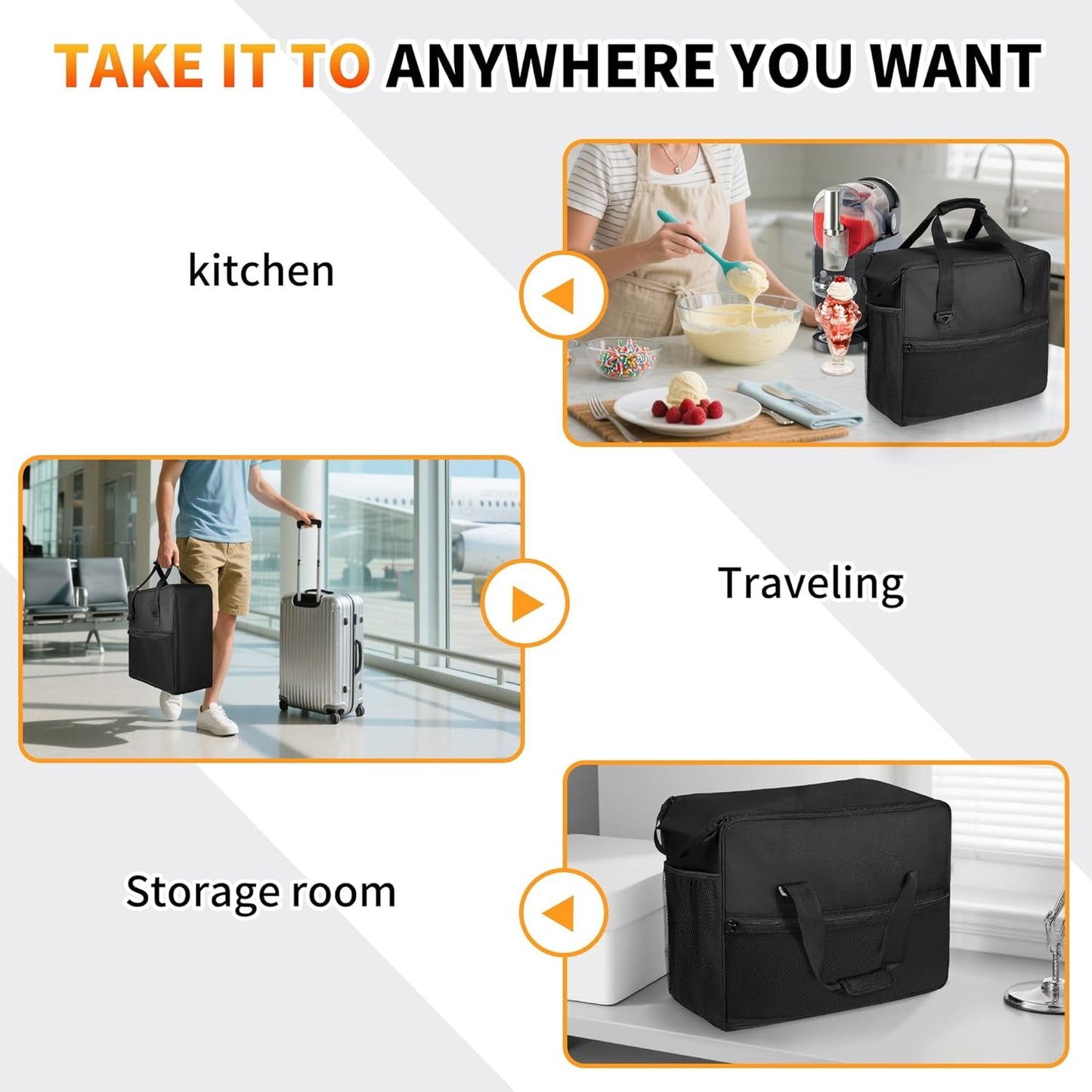 Carrying Bag Fit for Ninja Slushie Machine FS301 & FS300, Side-Opening Design for Easy Access, Ninja Slushie Cover with Large Accessory Pocket, Frozen Drink Maker Bag for Outdoor Travel and Storage