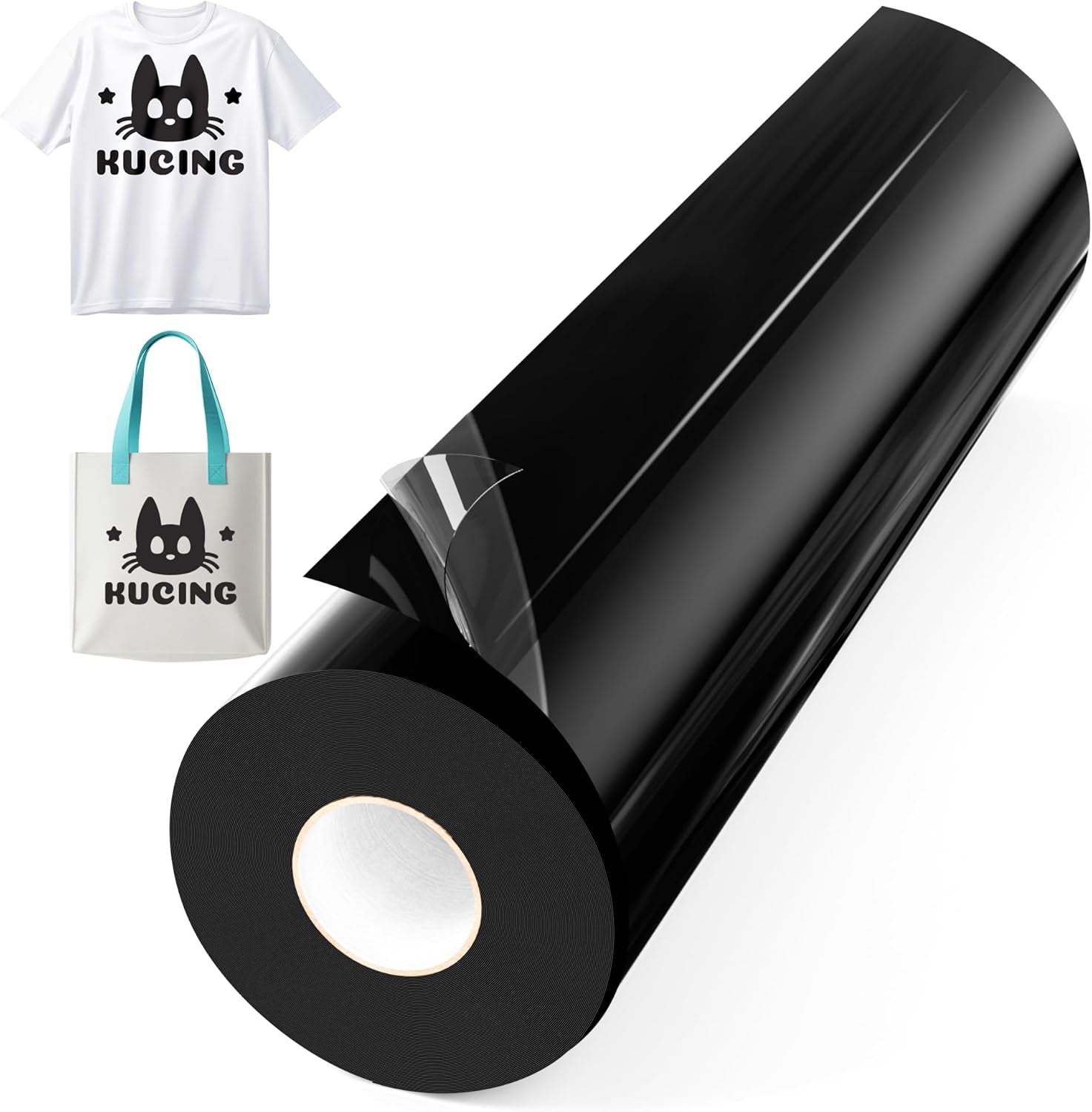 Heat Transfer Vinyl Black for T-Shirts 12" X 35Ft Iron on Vinyl Roll Compatible All Cutter Machine, HTV Heat Press Vinyl-Easy to Cut & Weed for Fabric Design