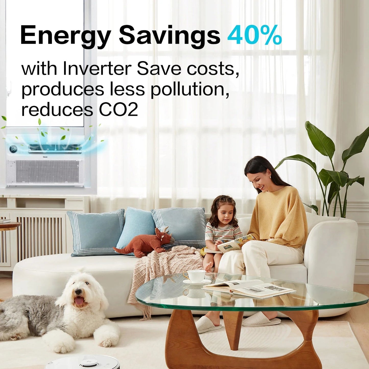 Energy Star 8000 BTU Inverter Window Air Conditioner, Energy-Saving Window AC Unit with APP & Voice Control, Ultra Quiet & Easy Installtion Design, Work with Alexa/Google Assistant, 115V/60Hz
