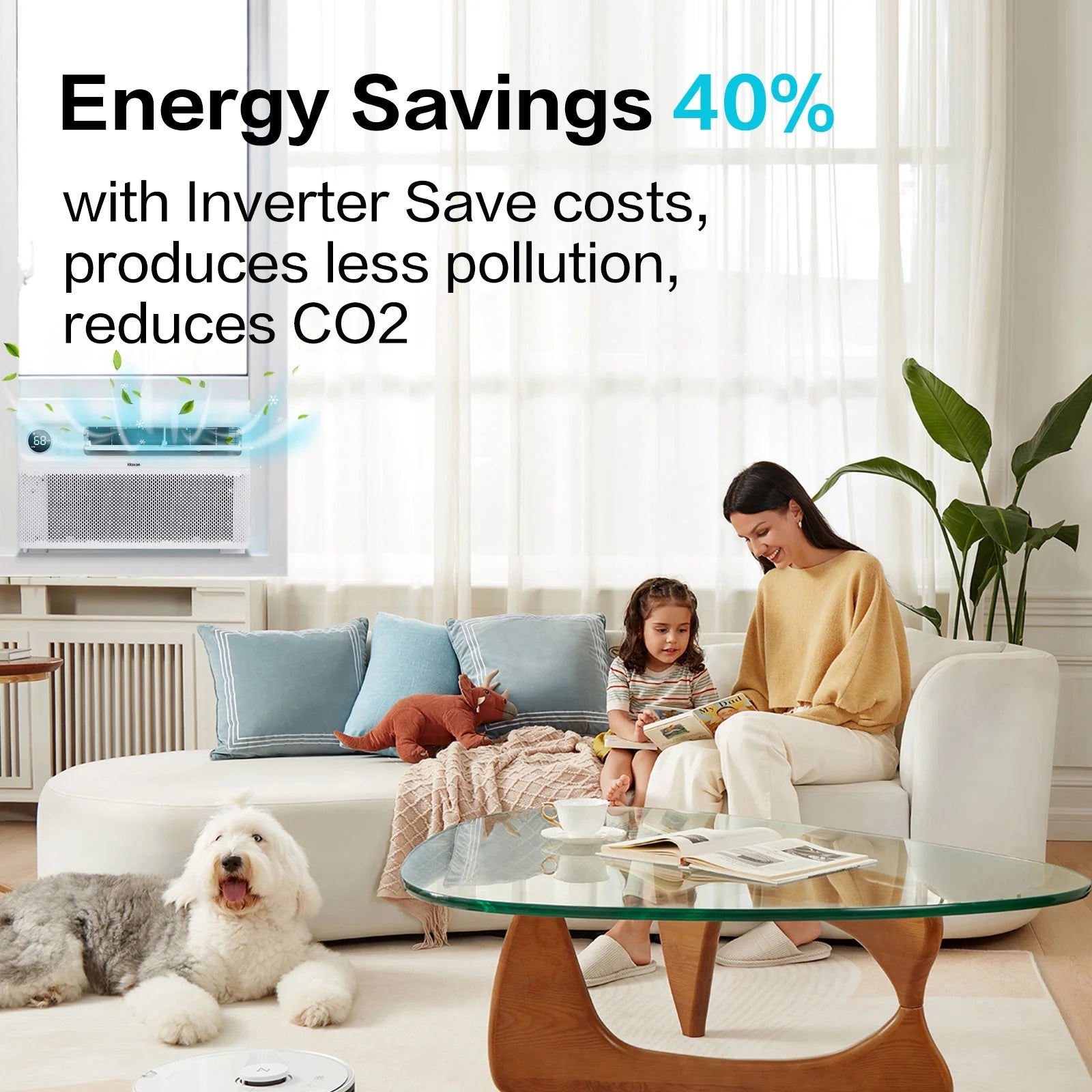 Energy Star 8000 BTU Inverter Window Air Conditioner, Energy-Saving Window AC Unit with APP & Voice Control, Ultra Quiet & Easy Installtion Design, Work with Alexa/Google Assistant, 115V/60Hz