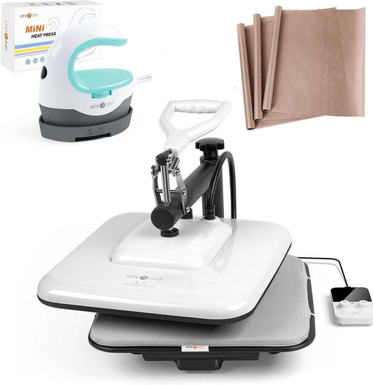 15X15 Heat Press Machine, Mini Heat Press Machine, 3Pcs Teflon Sheets