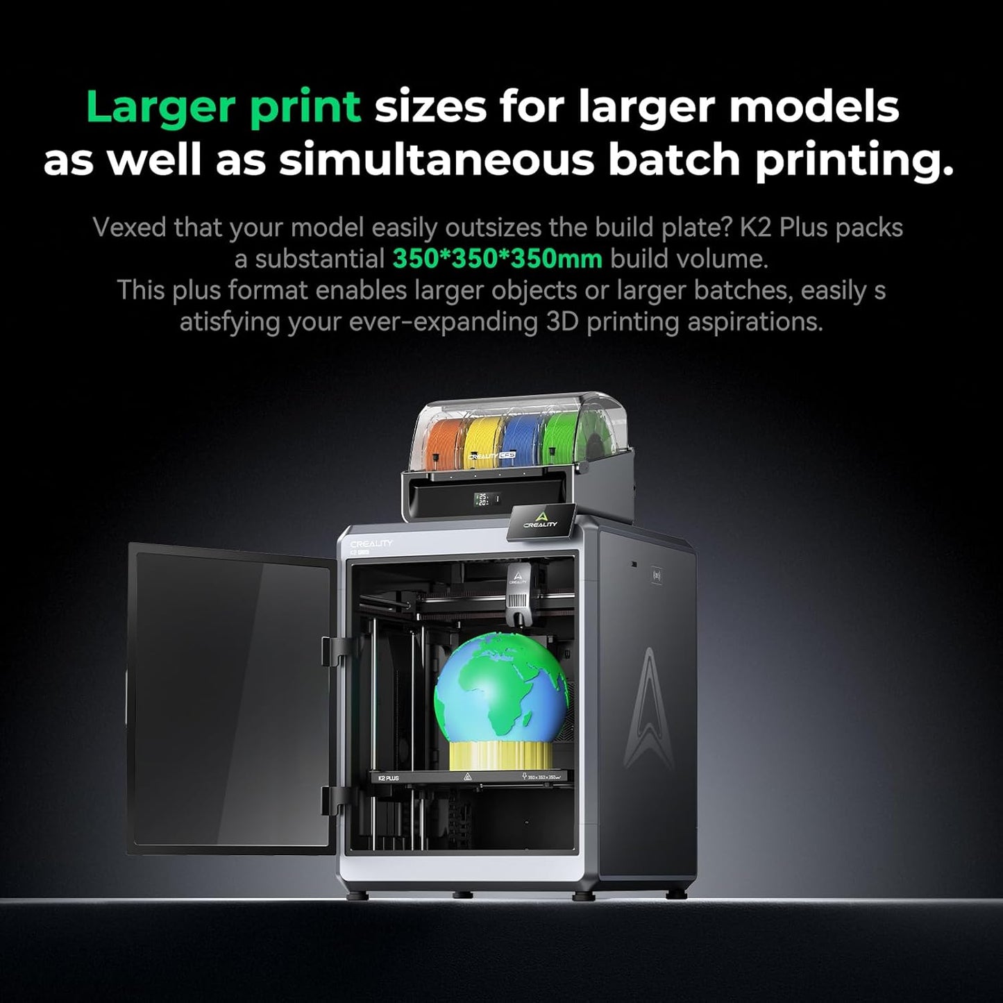 Creality K2 plus Combo 3D Printer, Multi Color Printing with New CFS 600Mm/S High-Speed Full Auto-Leveling Dual Al Camera Next-Gen Direct Drive Extruder Large Build Volume 13.78X13.78X13.78Inch