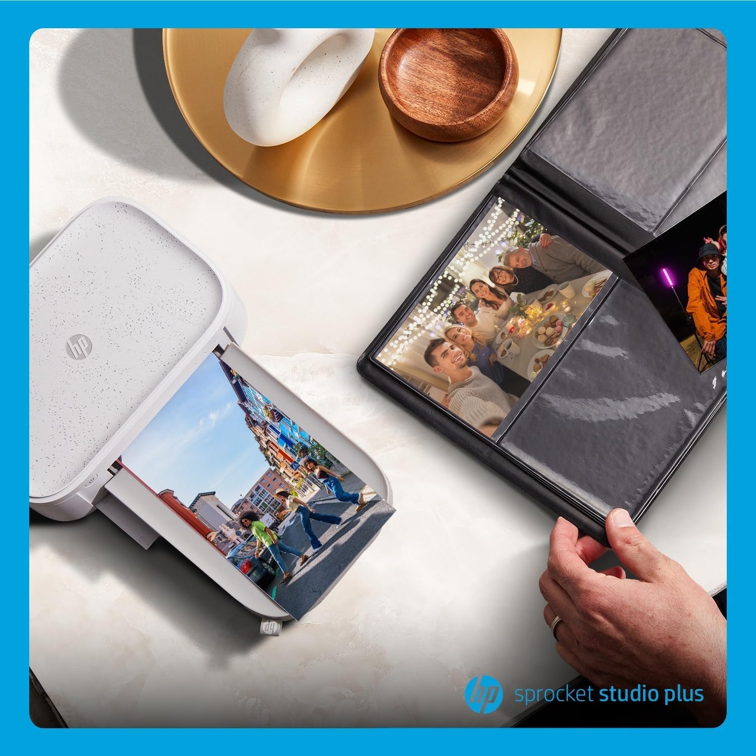 HP Sprocket Studio plus 4X6 Wireless Instant Photo Printer, 118 Sheets + 3 Cartridges, Wi-Fi, Premium Dye Sublimation, Compact Home Use, Prints Vibrant Color Pictures, Editing App for Fun Photos