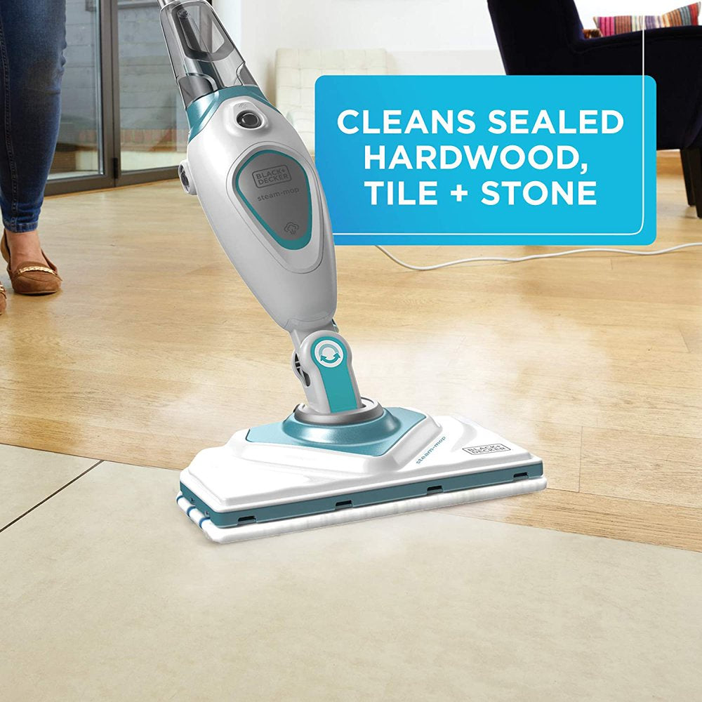 Steam Mop with Lift and Reach Detachable Head and Extra Mop Pads, BDH1715SMAPB