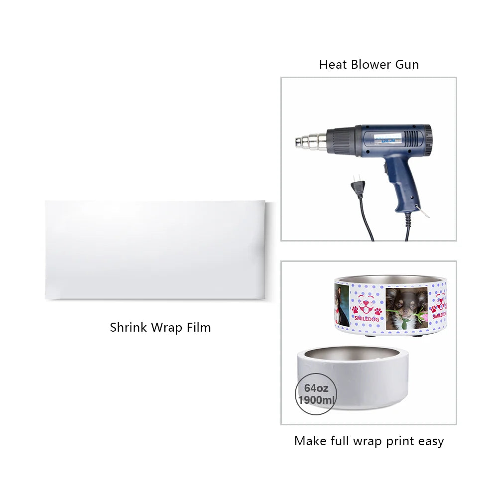 Shrink Wrap Film Sleeves for Sublimation Bowls 6" X 13" 50 PCS