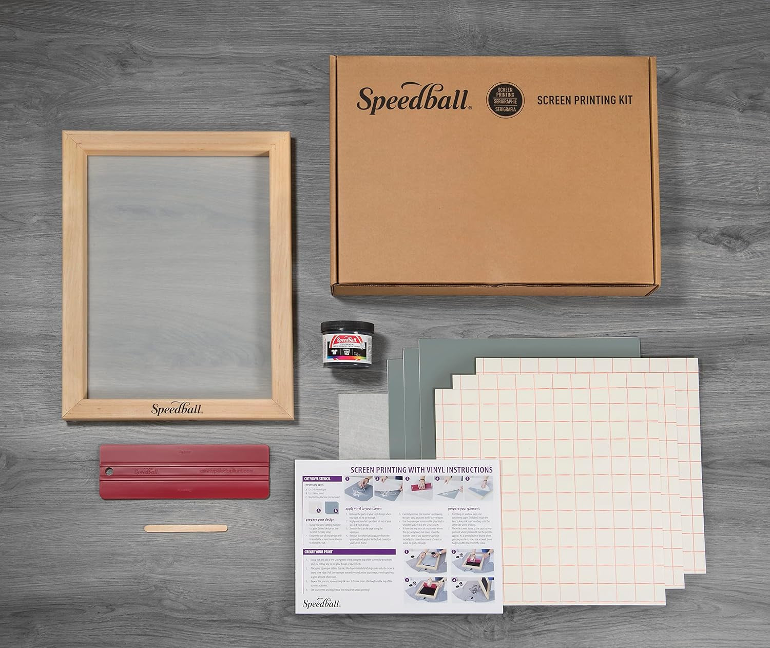 Speedball Beginner Screen Printing Craft Vinyl Kit, Use with Cutting Machine to Easily Print Custom T-Shirts and Home Decor