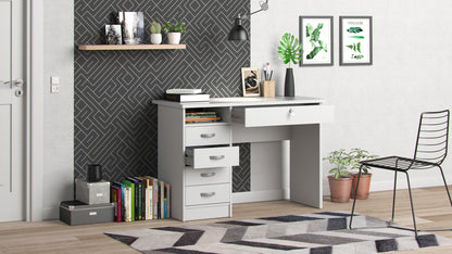 Walden 5 Drawer Office Desk with 1 Locking Drawer for Adults, White