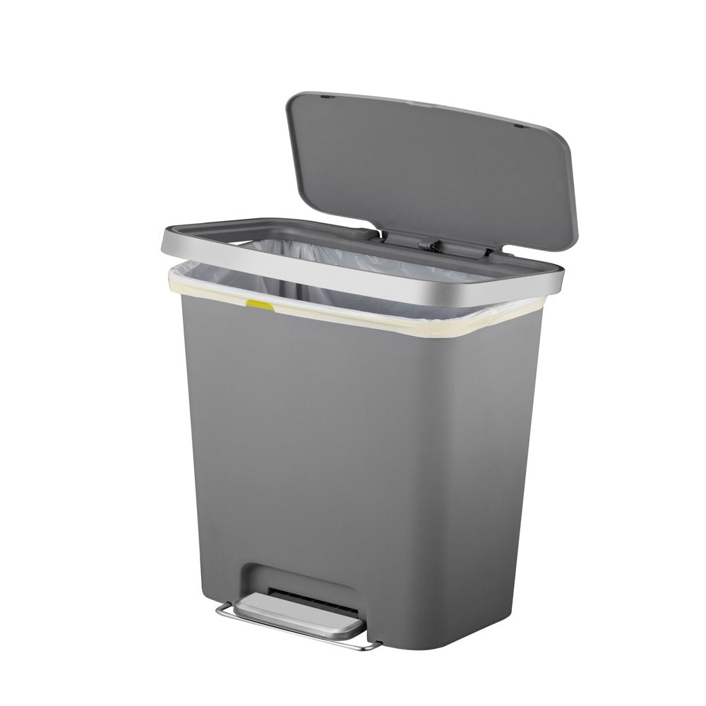 11.9 Gallon Trash Can, Plastic Kitchen Step Trash Can, Gray