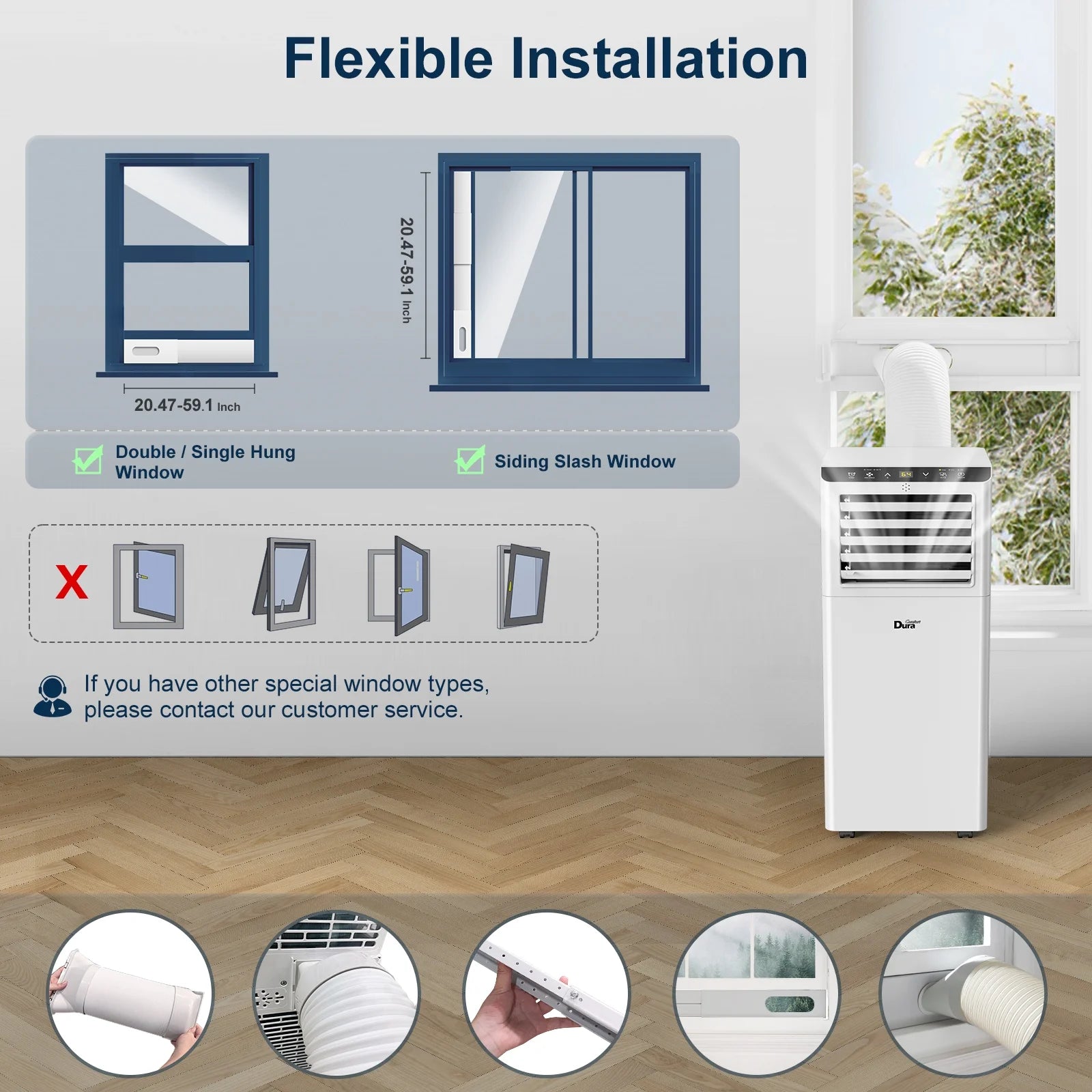8000 BTU ASHRAE Portable Air Conditioner for Room, Cools up to 175 Sq. Ft.(5100Btu SACC)