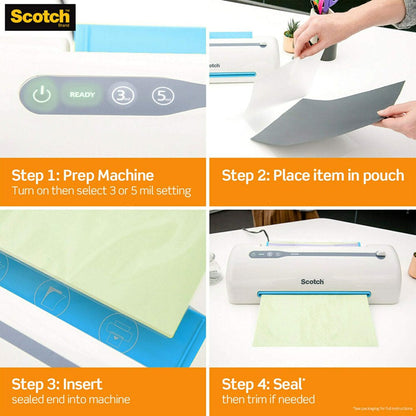 Scotch Thermal Laminating Pouches 4.3" X 6.3" 100 Pouches TP5900-100