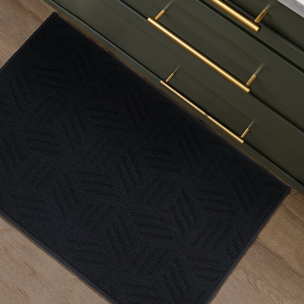 Solid High Low Loop Kitchen Mat 18In X 27In Black