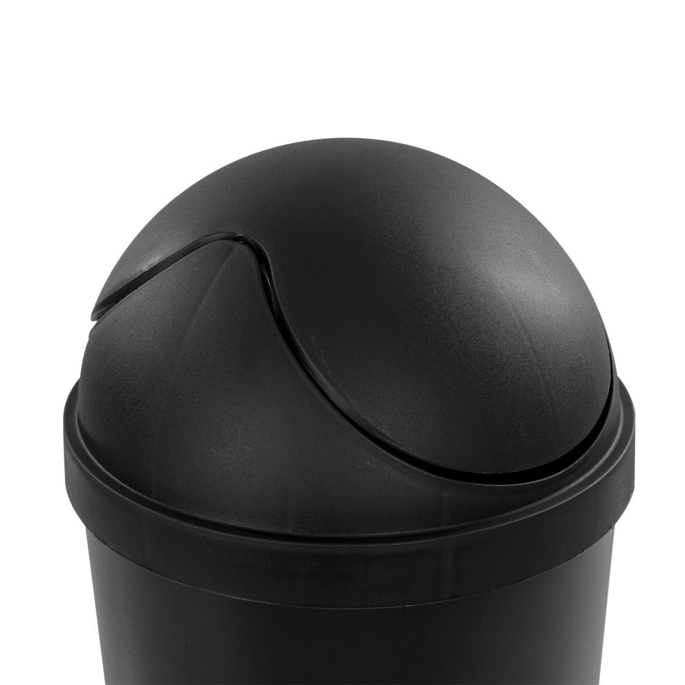 3 Gal. round Swingtop Wastebasket Plastic, Black