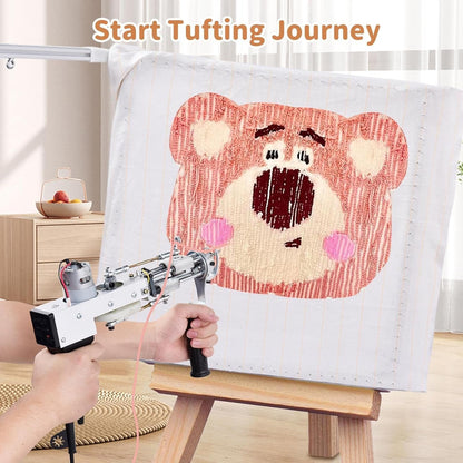 Rug Tufting Frame,100W Rug Tufting Guns with Carpet Trimmer Kit,Cut Loop Pile Carpet Guns& Carving Clippers, Rug Maker Machine Starters Kit& Trimmer& Cloth& Yarn(Olive Black)