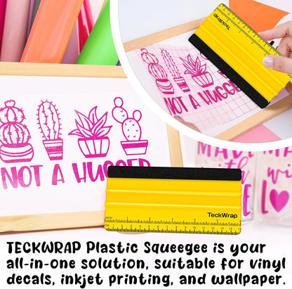 2 PCS Professional Plastic Felt Squeegee for Vinyl Decals, Inkjet Vinyl Sticker Paper, and Wallpaper - 6"X2.9"Decal Squeegee Tool, Scratch-Free Application (Yellow)