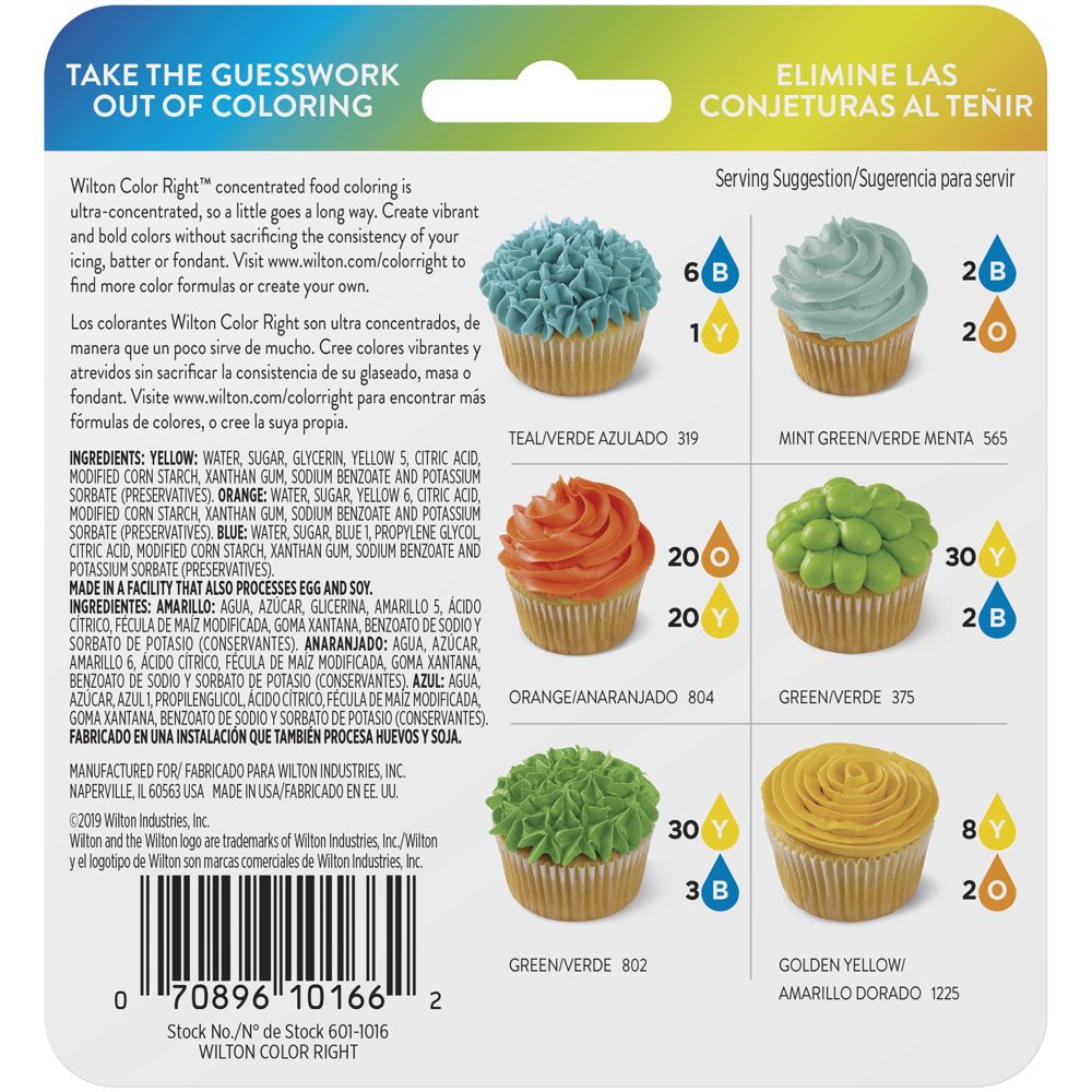 3-Piece Color Right Concentrated Food Coloring Set, 1.92 Oz. (Blue, Yellow, Orange)