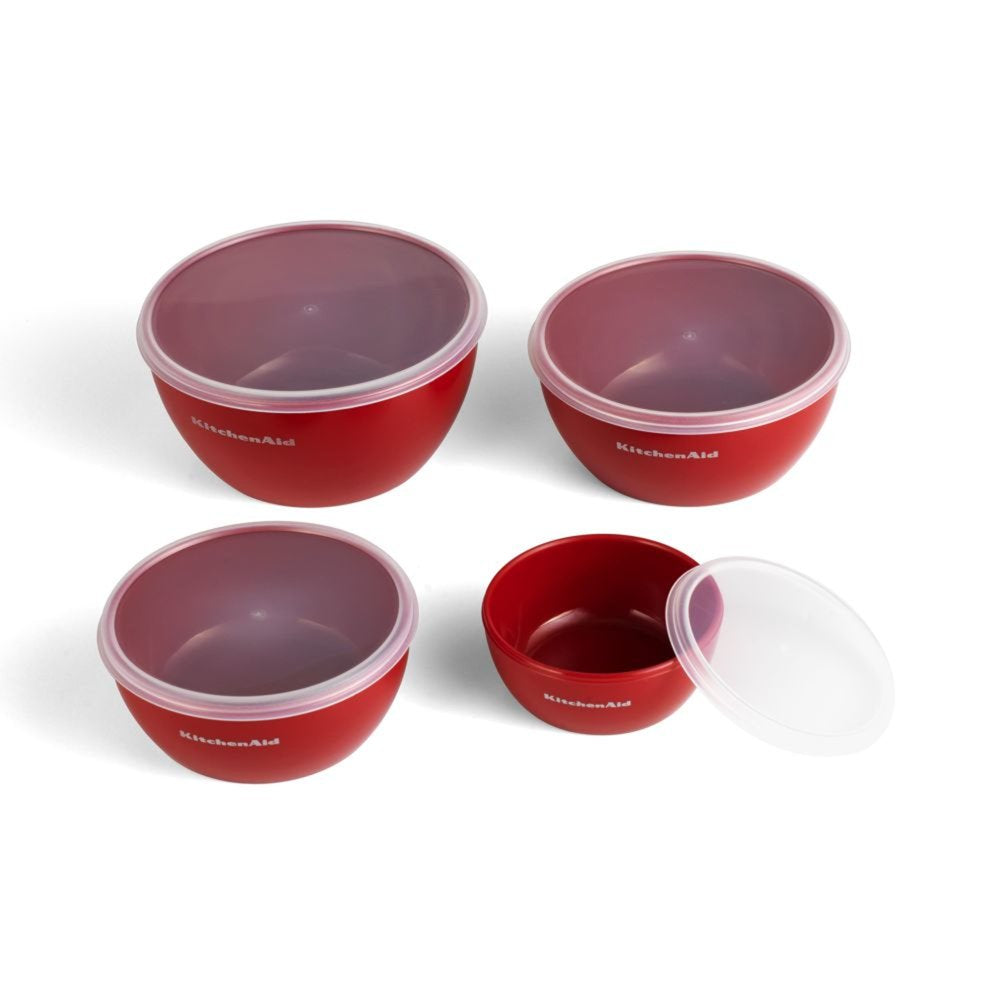 4-Piece Prep Bowl Set with Lids in Empire Red and Assorted Sizes