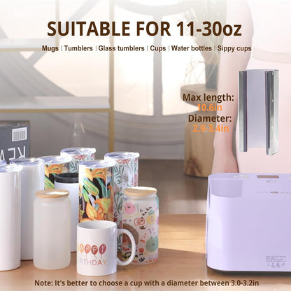 Auto Heat Press 2, Auto Tumbler Heat Press Purple, Teflon Sheets, Heat Resistant Gloves, Heat Tape