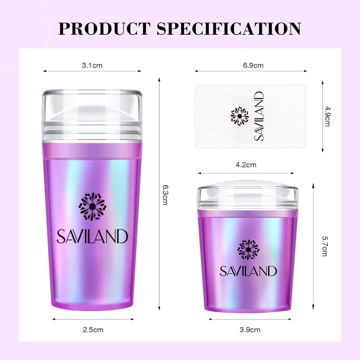Saviland French Tip Nail Stamp: 5PCS Purple Radium Jelly Stamper Nail Art Stamper Kit, Long & Short Clear Silicone Nail Stamping with Scrapers Nail Stamp for French Manicure