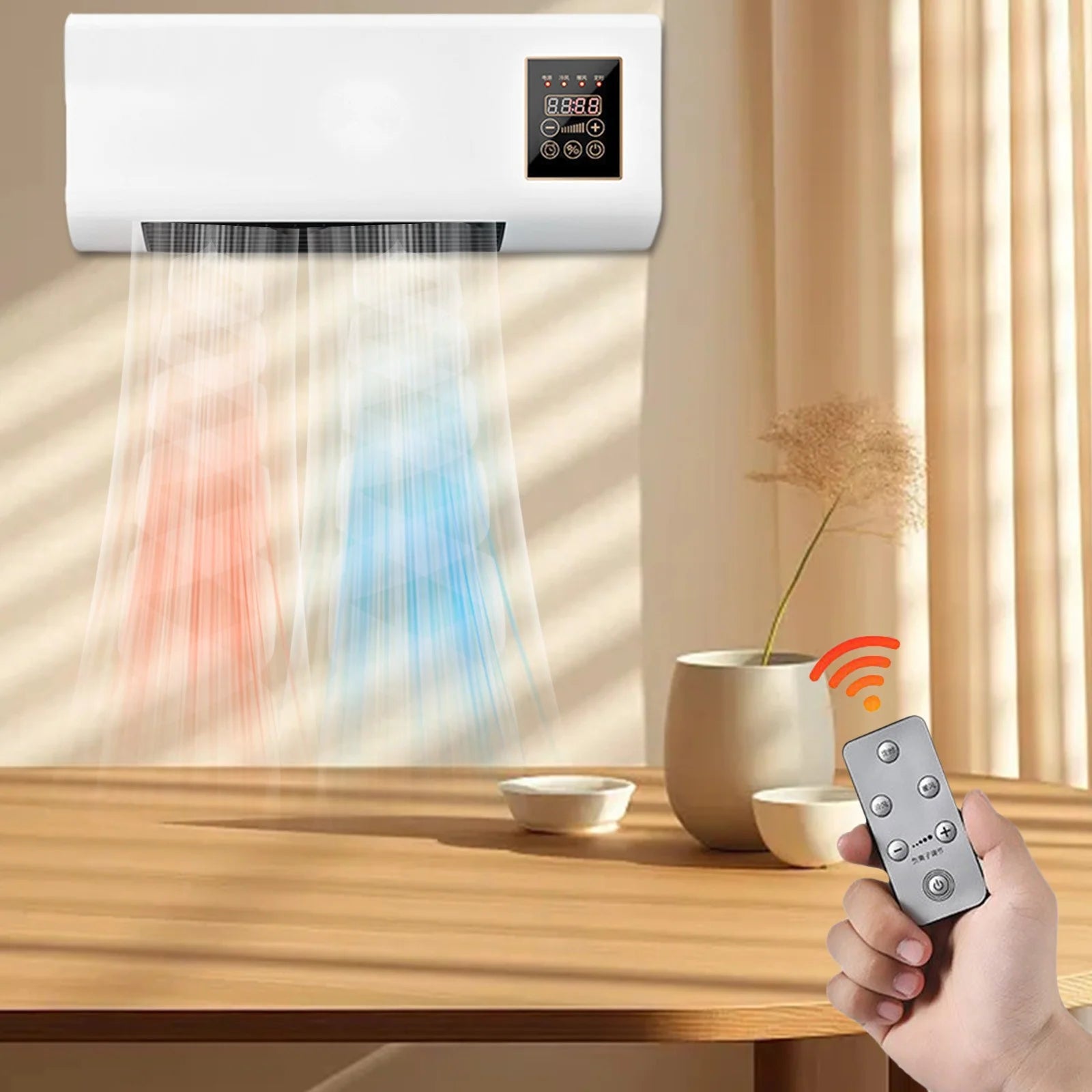 Air Conditioner, Wall Mounted Air Conditioner and Heater, Portable Air Conditioners No Windows Needed,Mini Split Heating System Air Supply Fan Unit, Remote for Bedroom Indoor Living Room