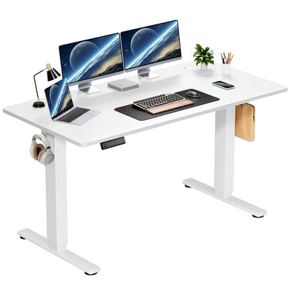 Electric Standing Desk, Height Adjustable Desk, 55 X 24 Inches Ergonomic Stand up Desk with Memory Preset and T-Shaped Metal Bracket for Home Office