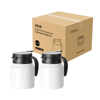 Wholesale 32 OZ Sublimation Double Walled Thermal Coffee Carafe Pot with Shrink Film White 20 Pack(Ship from China)