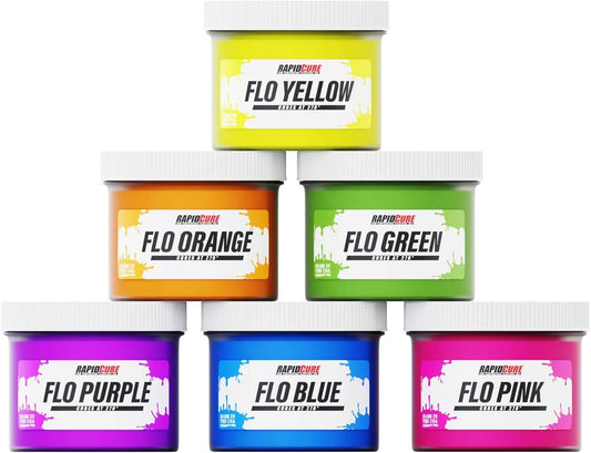 Rapid Cure Fluorescent 6 Color Plastisol Ink - Low Temp Curing, 8 Oz. by