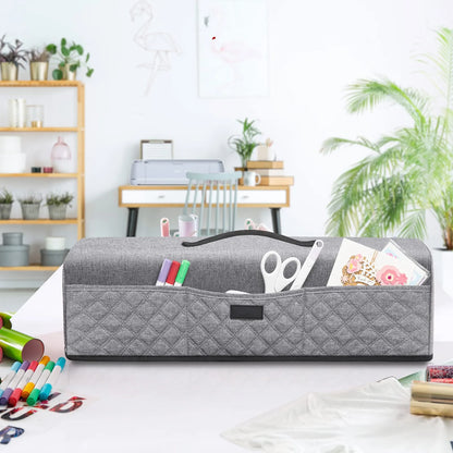 Cricut Machine Dust Cover with Organizer Pockets, Fits Explore Air 2 Maker 3 Explore 3, Heavy Duty Fabric Protector for Accessories, Gray